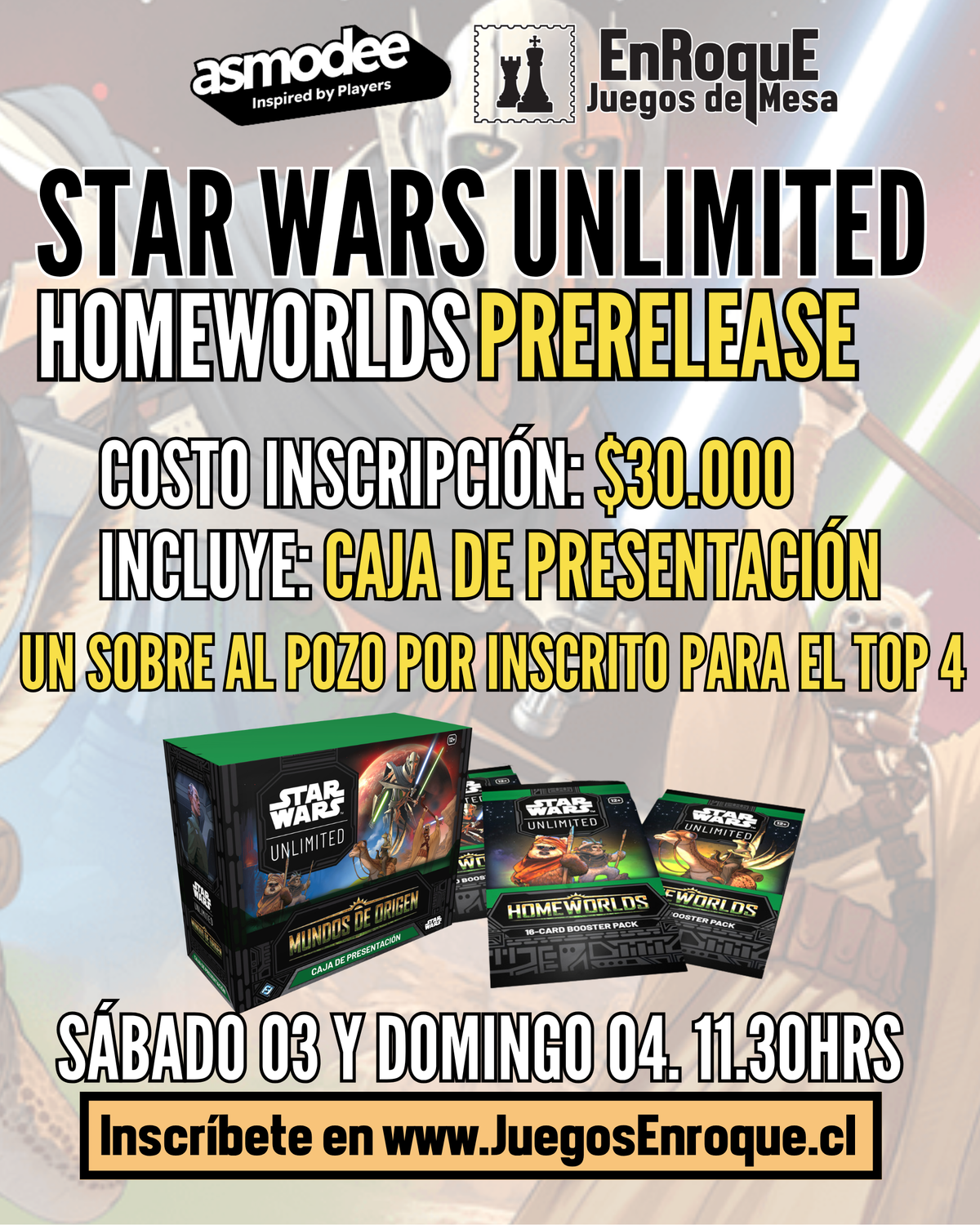 Inscripción: Star Wars Unlimited HomeWorlds - PreRelease Enroque