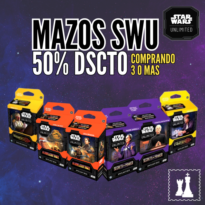 Lleva 3 o más SWU Mazos con 50% descuento!