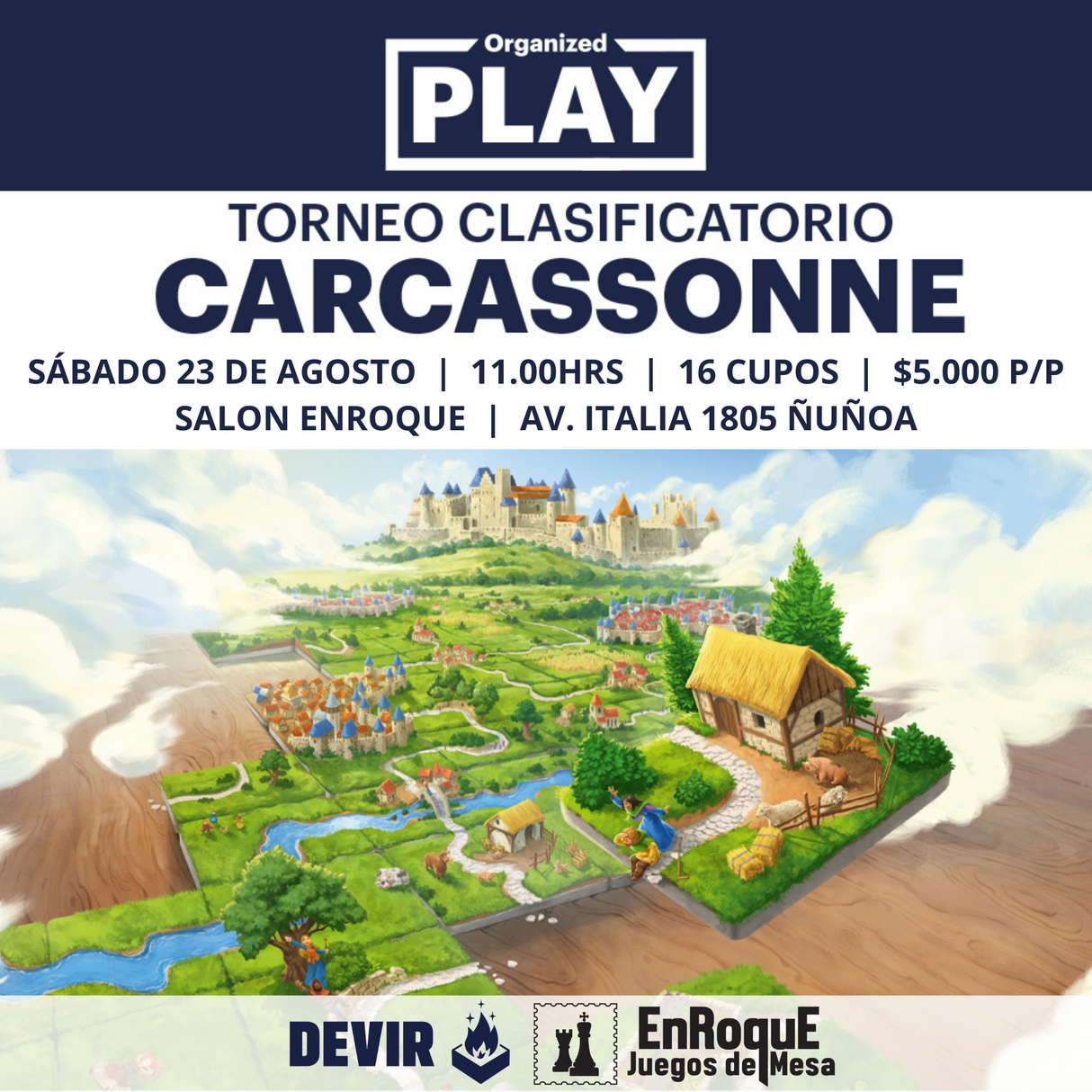Inscripción Clasificatorio Carcassonne 2025 - 23 de Agosto 11.00hrs