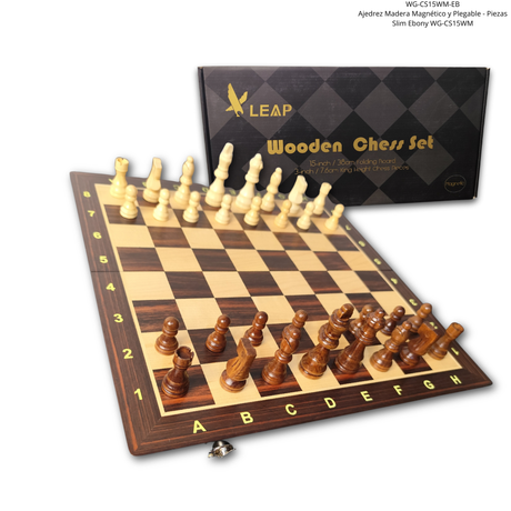 Ajedrez Premium Madera. Magnético y Plegable - Piezas Slim Walnut