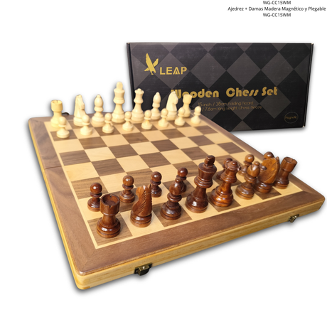 Ajedrez Premium + Damas. Madera, Magnético y Plegable